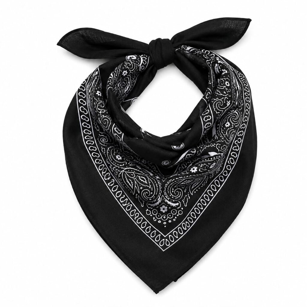 Classic Black Paisley Bandana – Unisex Cotton Head Scarf