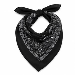 Classic Black Paisley Bandana – Unisex Cotton Head Scarf