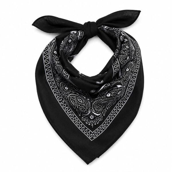 Classic Black Paisley Bandana – Unisex Cotton Head Scarf